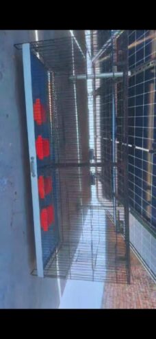 partition cage folding cage Ali cage size 4×1.5×1.5 4 box option 6 pots option for water and seeds 2 big doors 2 small doors location sargodha